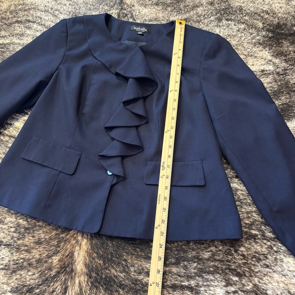 Women’s Isabella Navy Blue Ruffle Blazer Jacket Size 14 - Picture 15 of 16